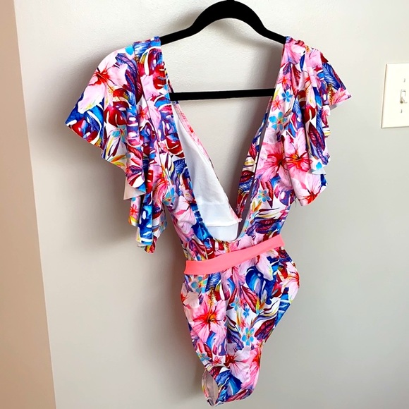 NWOT One Piece Swimsuit with Waist Tie NWOT - Picture 5 of 7